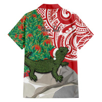 Personalised New Zealand Tuatara Christmas Family Matching Off Shoulder Short Dress and Hawaiian Shirt Meri Kirihimete Aotearoa Maori Mix Pohutukawa LT14 - Polynesian Pride
