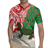 Personalised New Zealand Tuatara Christmas Rugby Jersey Meri Kirihimete Aotearoa Maori Mix Pohutukawa