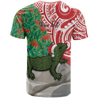 Personalised New Zealand Tuatara Christmas T Shirt Meri Kirihimete Aotearoa Maori Mix Pohutukawa LT14 - Polynesian Pride