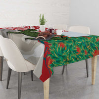 Personalised New Zealand Tuatara Christmas Tablecloth Meri Kirihimete Aotearoa Maori Mix Pohutukawa LT14 - Polynesian Pride