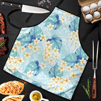 Pastel Cyan Tropical Hawaii Apron Seamless Monstera Plumeria Hawaiian Pattern - Polynesian Pride