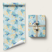 Pastel Cyan Tropical Hawaii Wrapping Paper Seamless Monstera Plumeria Hawaiian Pattern - Polynesian Pride