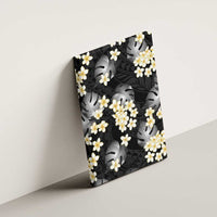 Black Tropical Hawaii Canvas Wall Art Seamless Monstera Plumeria Hawaiian Pattern - Polynesian Pride
