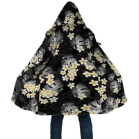 Black Tropical Hawaii Cloak Seamless Monstera Plumeria Hawaiian Pattern - Polynesian Pride