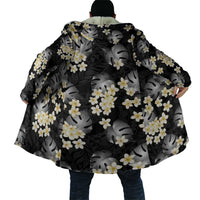 Black Tropical Hawaii Cloak Seamless Monstera Plumeria Hawaiian Pattern - Polynesian Pride
