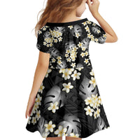 Black Tropical Hawaii Family Matching Off The Shoulder Long Sleeve Dress and Hawaiian Shirt Seamless Monstera Plumeria Hawaiian Pattern - Polynesian Pride