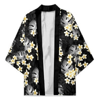 Black Tropical Hawaii Kimono Seamless Monstera Plumeria Hawaiian Pattern LT14 Unisex Black - Polynesian Pride