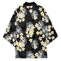 Black Tropical Hawaii Kimono Seamless Monstera Plumeria Hawaiian Pattern LT14 - Polynesian Pride