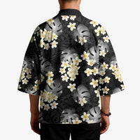 Black Tropical Hawaii Kimono Seamless Monstera Plumeria Hawaiian Pattern LT14 - Polynesian Pride