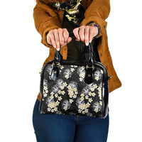 Black Tropical Hawaii Shoulder Handbag Seamless Monstera Plumeria Hawaiian Pattern - Polynesian Pride