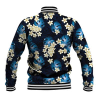 Blue Tropical Hawaii Baseball Jacket Seamless Monstera Plumeria Hawaiian Pattern LT14 - Polynesian Pride