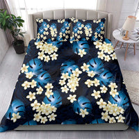Blue Tropical Hawaii Bedding Set Seamless Monstera Plumeria Hawaiian Pattern - Polynesian Pride