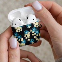 Dark Cyan Tropical Hawaii AirPods Case Seamless Monstera Plumeria Hawaiian Pattern - Polynesian Pride