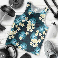 Dark Cyan Tropical Hawaii Men Tank Top Seamless Monstera Plumeria Hawaiian Pattern - Polynesian Pride