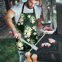 Green Tropical Hawaii Apron Seamless Monstera Plumeria Hawaiian Pattern - Polynesian Pride