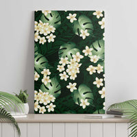 Green Tropical Hawaii Canvas Wall Art Seamless Monstera Plumeria Hawaiian Pattern - Polynesian Pride