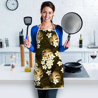 Gold Tropical Hawaii Apron Seamless Monstera Plumeria Hawaiian Pattern - Polynesian Pride