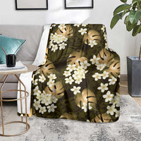 Gold Tropical Hawaii Blanket Seamless Monstera Plumeria Hawaiian Pattern - Polynesian Pride
