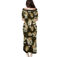 Gold Tropical Hawaii Family Matching Puletasi and Hawaiian Shirt Seamless Monstera Plumeria Hawaiian Pattern LT14 - Polynesian Pride