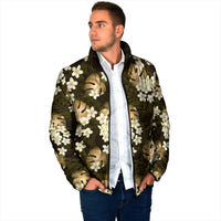 Gold Tropical Hawaii Padded Jacket Seamless Monstera Plumeria Hawaiian Pattern LT14 - Polynesian Pride