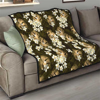 Gold Tropical Hawaii Quilt Seamless Monstera Plumeria Hawaiian Pattern - Polynesian Pride