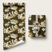 Gold Tropical Hawaii Wrapping Paper Seamless Monstera Plumeria Hawaiian Pattern - Polynesian Pride