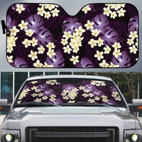 Purple Tropical Hawaii Auto Sun Shade Seamless Monstera Plumeria Hawaiian Pattern - Polynesian Pride
