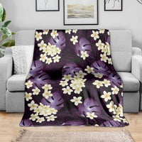 Purple Tropical Hawaii Blanket Seamless Monstera Plumeria Hawaiian Pattern - Polynesian Pride