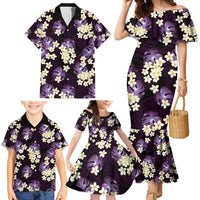 Purple Tropical Hawaii Family Matching Mermaid Dress and Hawaiian Shirt Seamless Monstera Plumeria Hawaiian Pattern - Polynesian Pride