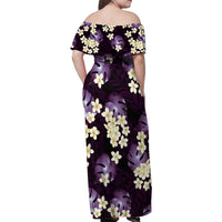 Purple Tropical Hawaii Family Matching Off Shoulder Maxi Dress and Hawaiian Shirt Seamless Monstera Plumeria Hawaiian Pattern - Polynesian Pride