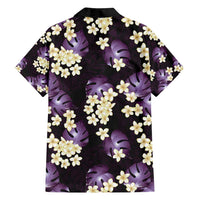 Purple Tropical Hawaii Family Matching Off Shoulder Short Dress and Hawaiian Shirt Seamless Monstera Plumeria Hawaiian Pattern - Polynesian Pride