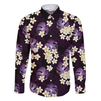 Purple Tropical Hawaii Family Matching Short Sleeve Bodycon Dress and Hawaiian Shirt Seamless Monstera Plumeria Hawaiian Pattern - Polynesian Pride