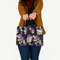 Purple Tropical Hawaii Leather Bag Seamless Monstera Plumeria Hawaiian Pattern - Polynesian Pride