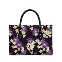 Purple Tropical Hawaii Leather Bag Seamless Monstera Plumeria Hawaiian Pattern - Polynesian Pride