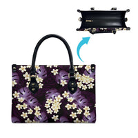 Purple Tropical Hawaii Leather Bag Seamless Monstera Plumeria Hawaiian Pattern - Polynesian Pride