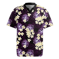 Purple Tropical Hawaii Rugby Jersey Seamless Monstera Plumeria Hawaiian Pattern - Polynesian Pride