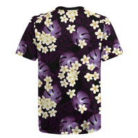 Purple Tropical Hawaii Rugby Jersey Seamless Monstera Plumeria Hawaiian Pattern - Polynesian Pride