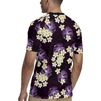 Purple Tropical Hawaii Rugby Jersey Seamless Monstera Plumeria Hawaiian Pattern - Polynesian Pride