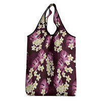 Pink Tropical Hawaii Grocery Bag Seamless Monstera Plumeria Hawaiian Pattern - Polynesian Pride
