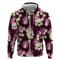 Pink Tropical Hawaii Hoodie Seamless Monstera Plumeria Hawaiian Pattern - Polynesian Pride