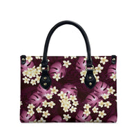Pink Tropical Hawaii Leather Bag Seamless Monstera Plumeria Hawaiian Pattern - Polynesian Pride