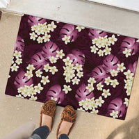 Pink Tropical Hawaii Rubber Doormat Seamless Monstera Plumeria Hawaiian Pattern - Polynesian Pride