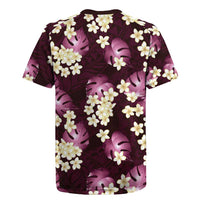 Pink Tropical Hawaii Rugby Jersey Seamless Monstera Plumeria Hawaiian Pattern - Polynesian Pride
