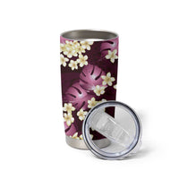Pink Tropical Hawaii Tumbler Cup Seamless Monstera Plumeria Hawaiian Pattern - Polynesian Pride