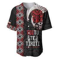 Aotearoa Toitu Te Tiriti Baseball Jersey Honour The Treaty Maori Haka LT14 Black - Polynesian Pride