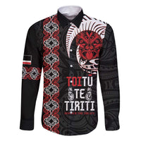 Aotearoa Toitu Te Tiriti Family Matching Summer Maxi Dress and Hawaiian Shirt Honour The Treaty Maori Haka LT14 Dad's Shirt - Long Sleeve Black - Polynesian Pride