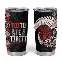 Aotearoa Toitu Te Tiriti Tumbler Cup Honour The Treaty Maori Haka LT14 Black - Polynesian Pride