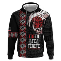 Aotearoa Toitu Te Tiriti Zip Hoodie Honour The Treaty Maori Haka LT14 Pullover Hoodie Black - Polynesian Pride