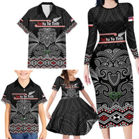 Aotearoa Toitu Te Tiriti Family Matching Long Sleeve Bodycon Dress and Hawaiian Shirt Stand Together! Stand Stronger! - NZ Tiki LT14 - Polynesian Pride