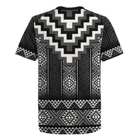 Black Taniko Aotearoa Rugby Jersey Niho Taniwha Mix Poutama LT14